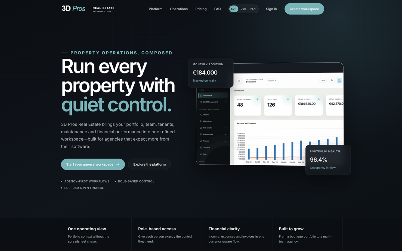 3DPros Real Estate — Property Operations Platform approved product work